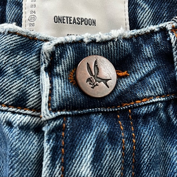 One Teaspoon Delaware Sustainable Truckers Longline Shorts Size 25 - Picture 7 of 16